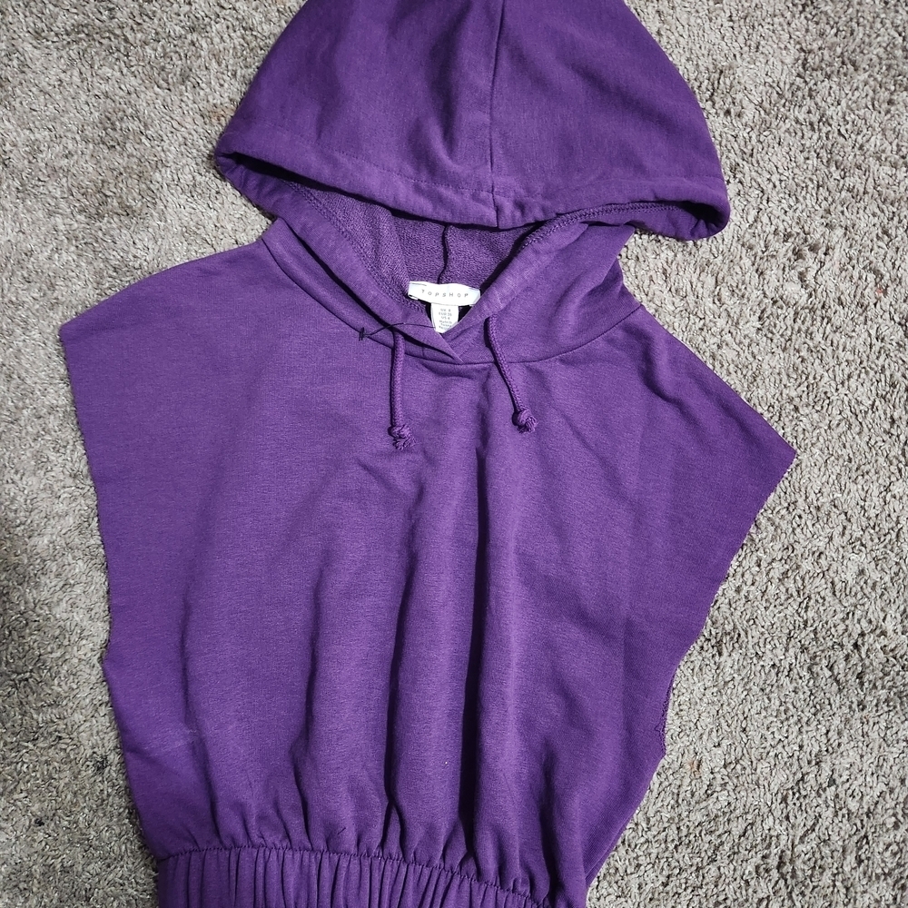 Topshop Purple Cropped Hoodie - Picture 3 of 5